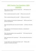 EMT Practice Test Questions 100&percnt;  VERIFIED