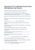 Electronics ETA Certification Practice Exam 2024 Questions And Answers.