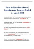 Texas Jurisprudence Exam | Questions and Answers Graded A+ Latest 2023