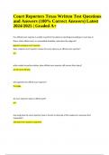 Texas Court Reporters Written Test Questions and Answers (100% Correct Answers) Latest 2024/2025 Graded A+. 