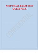 AHIP FINAL EXAM TEST QUESTIONS AND ANSWERS 2024