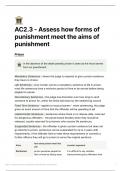 Unit 4 AC 2.3 - Assess how forms of punishment meet the aims of punishment