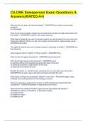 CA DRE Salesperson Exam Questions & Answers&lpar;RATED A&plus;&rpar;