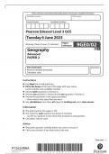 QUESTION PAPER AND Mark Scheme &lpar;Results&rpar; Summer 2023 Pearson Edexcel GCE In Geography &lpar;9GE0&rpar; Paper 2 &lpar;MERGED&rpar;