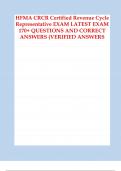 HFMA CRCR Certified Revenue Cycle Representative EXAM LATEST EXAM 170 questions and answers