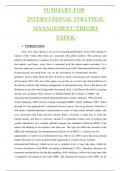 SUMMARY FOR  INTERNATIONAL STRATEGIC  MANAGEMENT (THEORY  PAPER)