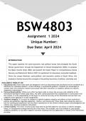 BSW4803 Assignment 1 (ANSWERS) 2024 - DISTINCTION GUARANTEED