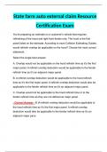 State farm auto external claim Resource Certification Exam