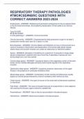 RESPIRATORY THERAPY PATHOLOGIES &num;TMC&num;CSE&num;NBRC QUESTIONS WITH CORRECT ANSWERS 2023-2024
