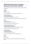 ACRP Bootcamp Exam Complete  Questions And Answers 2023&sol;24