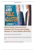 Illinois Property Insurance Exam Questions (155 Terms) with Certified Answers/ A+ Score Solution 2024-2025. Contains Terms like: Pure Risk - Answer: a risk that presents the chance of loss but no opportunity for gain
