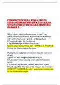 FIRE INSTRUCTOR 1 FINAL EXAM| STUDY GUIDE BRAND NEW 2024 EXAM WITH CORRECT DETAILED ANSWERS| GRADED A+