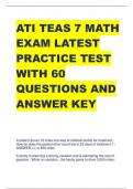  ATI TEAS 7 MATH EXAM LATEST PRACTICE TEST WITH 60 QUESTIONS AND ANSWER KEY 