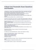 Critical Care Paramedic Exam Questions and Answers&sol; Graded A