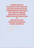 FLORIDA HEALTH INSURANCE EXAM l HEALTH AND LIFE INSURANCE EXAM COMPREHENSIVE TESTBANK WITH OVER 700 EXPERT SOLVED QUESTIONS.A+ ULTIMATE GUIDE 2024