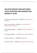 AQA GCSE ENGLISH LANGUAGE 8700/2 LATEST QUESTIONS AND ANSWERS WELL  GRADED A+ EXAM