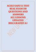AGILE SAFE 5.1 TEST REAL EXAM 150 QUESTIONS AND ANSWERS 2024.