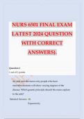  NURS 6501 ADVANCED PATHOPHYSIOLOGY FINAL EXAM QUESTIONS WITH CORRECT ANSWERS 2024