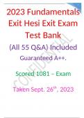 2023 Fundamentals Exit Hesi Exit Exam Test Bank &lpar;All 55 Q&A&rpar; Included Guaranteed A&plus;&plus; 