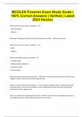MCOLES Firearms Exam Study Guide &vert; 100&percnt; Correct Answers &vert; Verified &vert; Latest 2024 Version