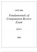 CSCI 102L FUNDAMENTALS OF COMPUTATION REVIEW EXAM Q & A 2024