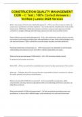 CONSTRUCTION QUALITY MANAGEMENT CQM &ndash; C Test &vert; 100&percnt; Correct Answers &vert; Verified &vert; Latest 2024 Version