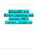 2024AHIP Test  Review Questions and  Answers 100%  Correct…Grade A+