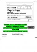 EDEXCEL GCE A-LEVEL PSYCHOLOGY 6PSO3/01 ADVANCED UNIT 3, APPLICATIONS OF PSYCHOLOGY JUNE EXAM 2024  (AUTHENTIC MARKING SCHEME ATTACHED)