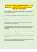 PowerPoint Exam Study Questions &vert; 150 Questions with 100&percnt; Correct Answers &vert; Updated & Verified