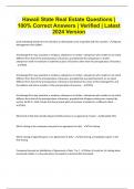 Hawaii State Real Estate Questions &vert; 100&percnt; Correct Answers &vert; Verified &vert; Latest 2024 Version