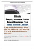 Property and Casualty Exam- Illinois Laws and Regulations Exam Questions (111 Terms with Certified Solutions 2024-2025. 