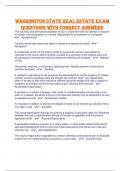 Washington State Real Estate Exam Questions with Correct Answers 