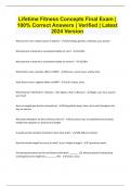 Lifetime Fitness Concepts Final Exam &vert; 100&percnt; Correct Answers &vert; Verified &vert; Latest 2024 Version