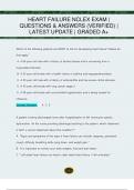 HEART FAILURE NCLEX EXAM &vert;  QUESTIONS & ANSWERS &lpar;VERIFIED&rpar; &vert;  LATEST UPDATE &vert; GRADED A&plus;