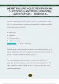 HEART FAILURE NCLEX REVIEW EXAM &vert;  QUESTIONS & ANSWERS &lpar;VERIFIED&rpar; &vert;  LATEST UPDATE &vert; GRADED A&plus;