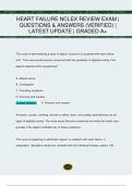 HEART FAILURE NCLEX REVIEW EXAM &vert;  QUESTIONS & ANSWERS &lpar;VERIFIED&rpar; &vert;  LATEST UPDATE &vert; GRADED A&plus;