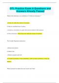 OTL Practice Exam A Questions and  Answers Already Passed