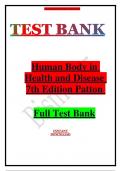 Test Bank For  Human Body in Health and Disease 7th Edition Patton  Q&A Guarantee A+