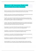 Missouri Life Insurance Exam with Guaranteed Accurate Answers