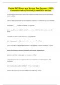 Florida DMV Drugs and Alcohol Test Answers &vert; 100&percnt; Correct Answers &vert; Verified &vert; Latest 2024 Version