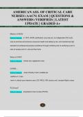 AMERICAN ASS&period; OF CRITICAL CARE  NURSES &lpar;AACN&rpar; EXAM &vert; QUESTIONS &  ANSWERS &lpar;VERIFIED&rpar; &vert; LATEST  UPDATE &vert; GRADED A&plus;