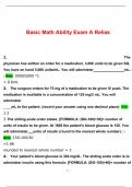 Basic Math Ability Exam A Relias | 100% Correct Answers | Verified | Latest 2024 Version