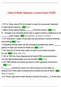 Class D Water Operator License Exam TCEQ &vert; 100&percnt; Correct Answers &vert; Verified &vert; Latest 2024 Version