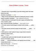 Class D Water License &ndash; Texas &vert; 100&percnt; Correct Answers &vert; Verified &vert; Latest 2024 Version