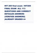 HIT 205 final exam &sol; HIT205  FINAL EXAM  ALL 113  QUESTIONS AND CORRECT  DETAILED ANSWERS  &lpar;VERIFIED ANSWERS&rpar;  &vert;ALREADY GRADED A&plus; 