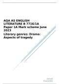 AQA AS ENGLISH LITERATURE B Paper 1A Mark scheme June 2023 Literary genres: Drama: Aspects of tragedy
