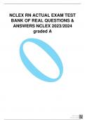 NCLEX RN ACTUAL EXAM TEST BANK OF REAL QUESTIONS & ANSWERS NCLEX 2023/2024  graded 