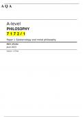 AQA A Level Philosophy paper 1 Mark scheme June 202-3