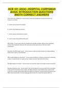 HCB 101 &lpar;2024&rpar;- HOSPITAL CORPSMAN BASIC INTRODUCTION QUESTIONS BWITH CORRECT ANSWERS