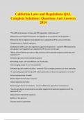 California Laws and Regulations QAL Complete Solutions &vert; Questions And Answers 2024